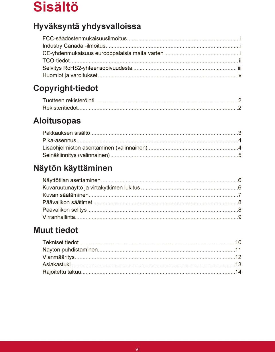 ..3 Pika-asennus...4 Lisäohjelmiston asentaminen (valinnainen)...4 Seinäkiinnitys (valinnainen)...5 Näytön käyttäminen Näyttötilan asettaminen.