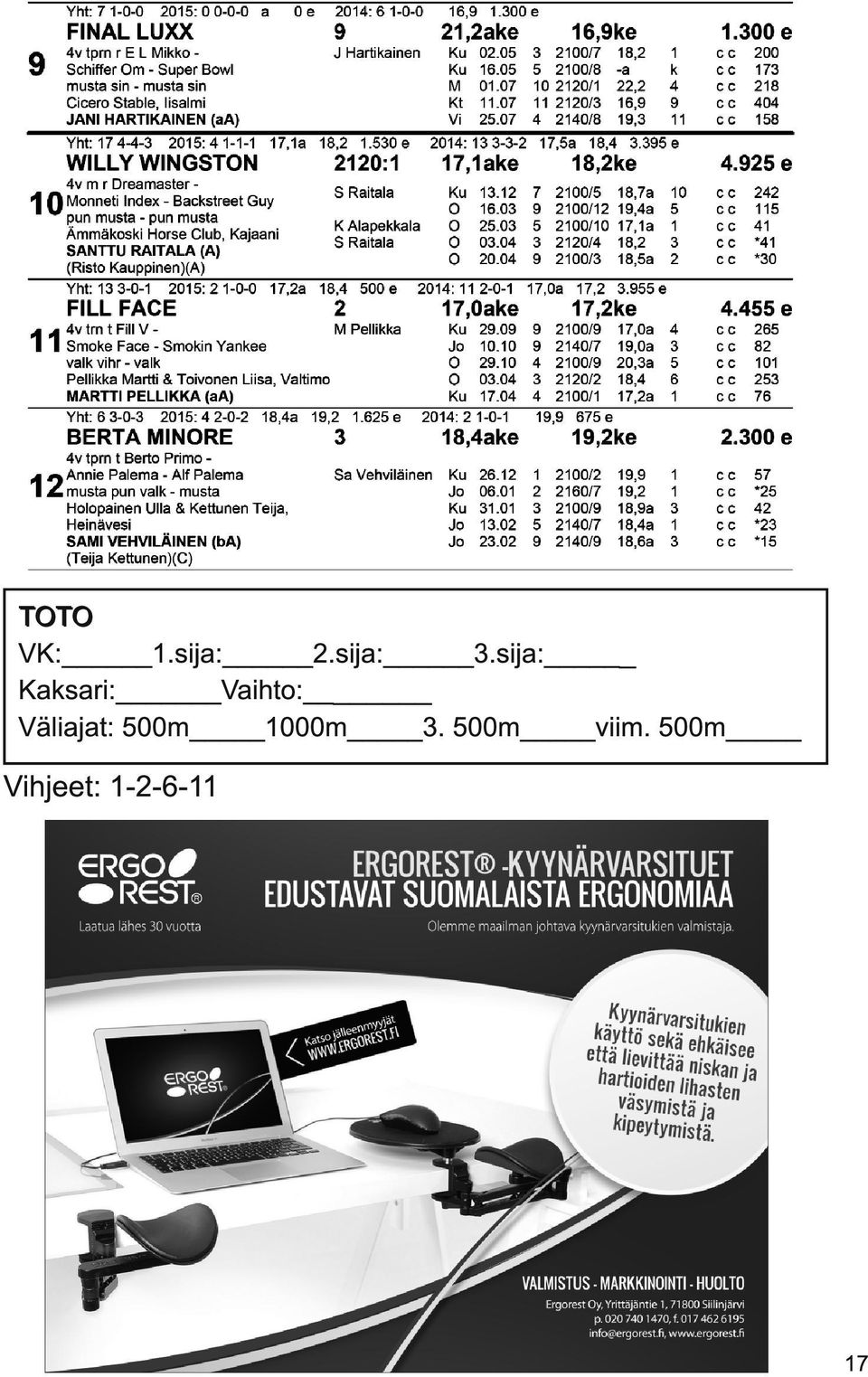 Väliajat: 500m 1 000m 3.