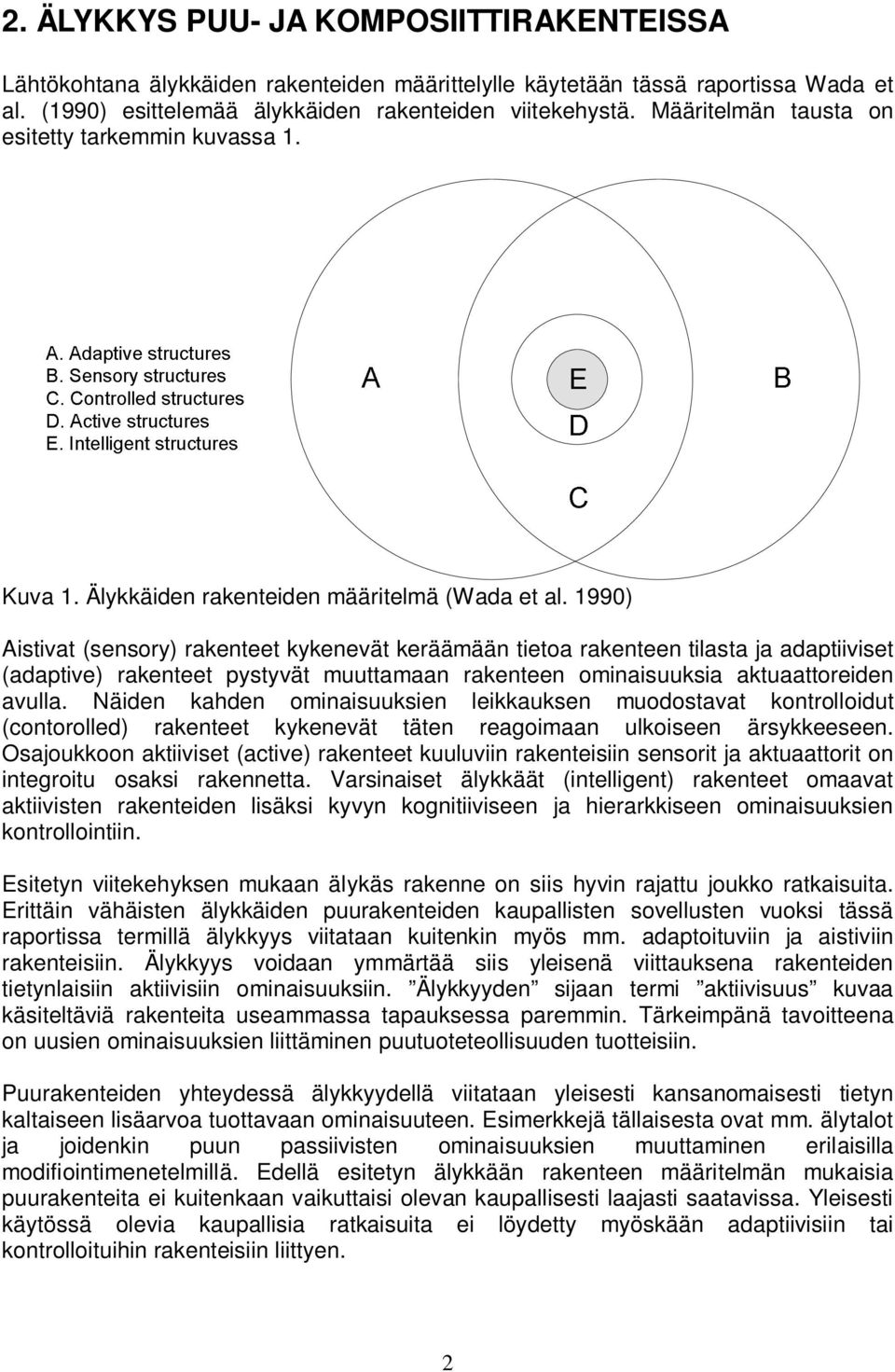 1990) Aistivat (sensory) rakenteet kykenevät keräämään tietoa rakenteen tilasta ja adaptiiviset (adaptive) rakenteet pystyvät muuttamaan rakenteen ominaisuuksia aktuaattoreiden avulla.