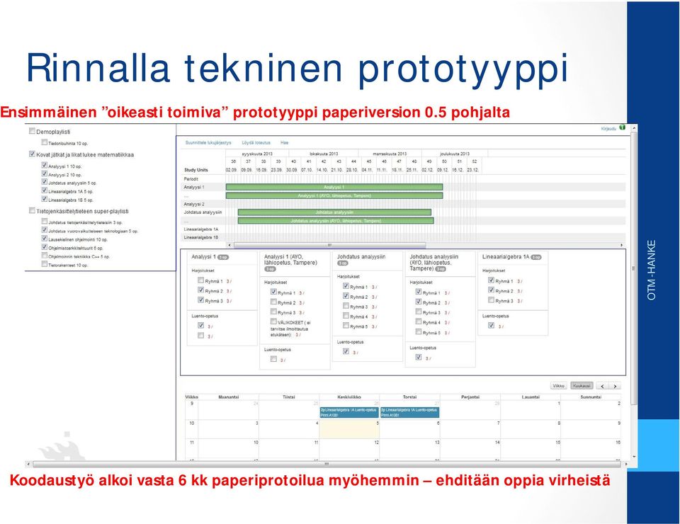 0.5 pohjalta Koodaustyö alkoi vasta 6 kk