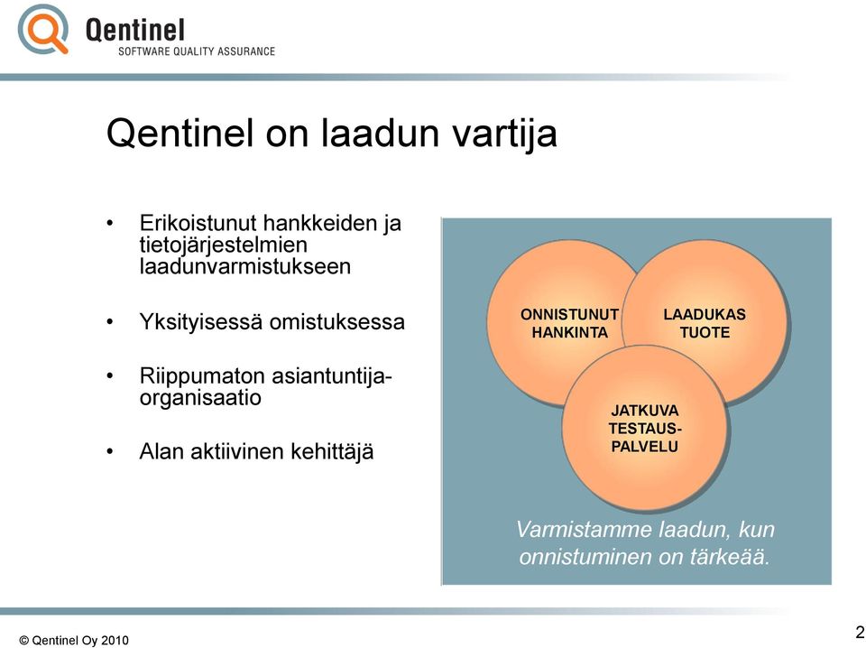 LAADUKAS TUOTE Riippumaton asiantuntijaorganisaatio Alan aktiivinen