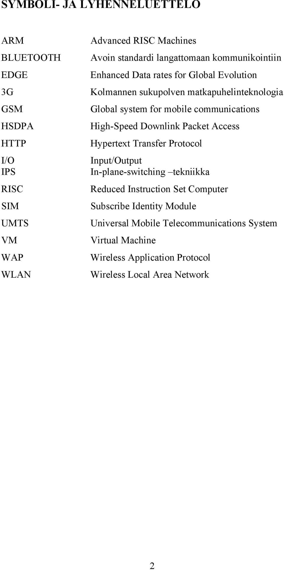 communications High-Speed Downlink Packet Access Hypertext Transfer Protocol Input/Output In-plane-switching tekniikka Reduced Instruction Set