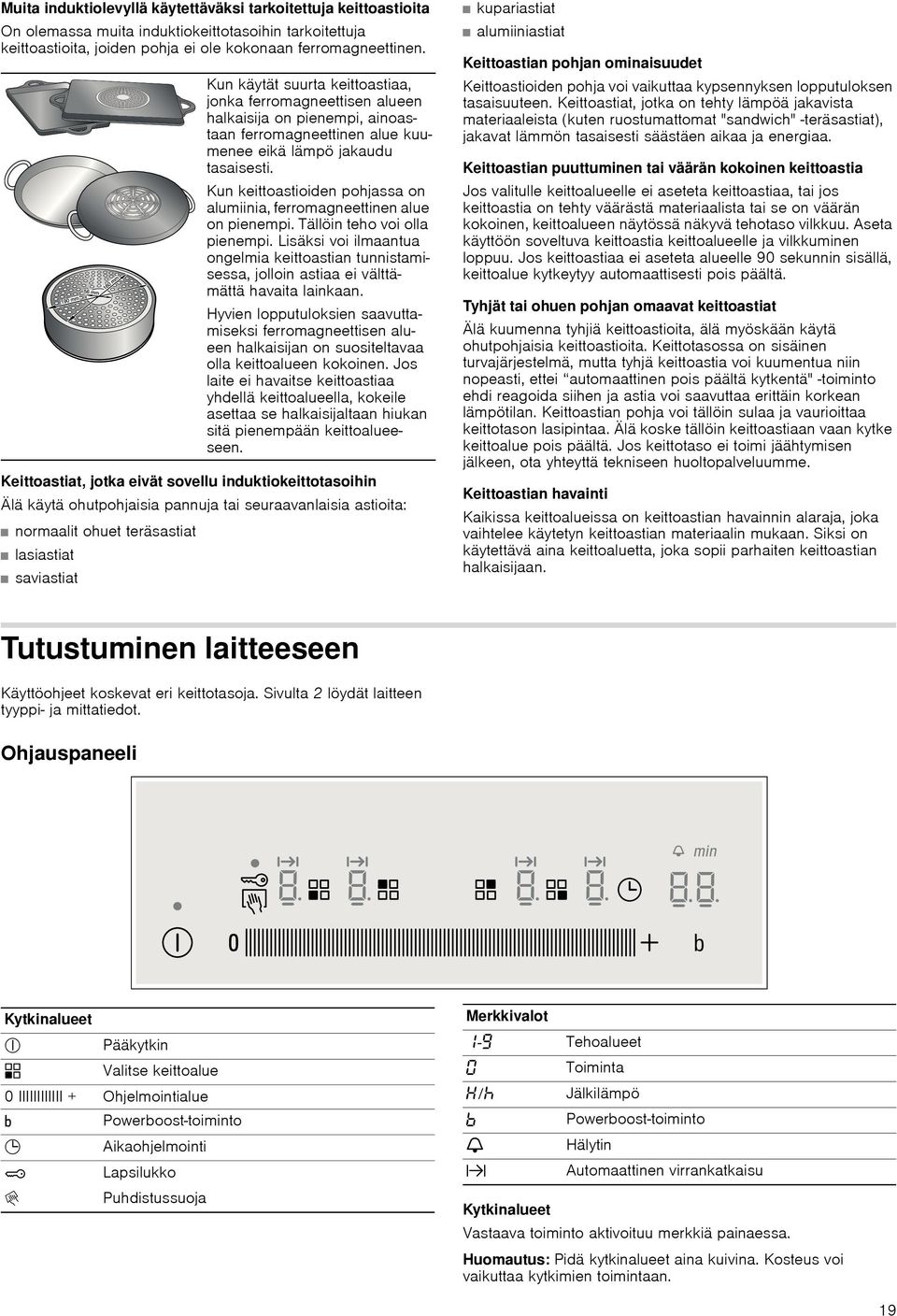 keittoastiaa, jonka ferromagneettisen alueen halkaisija on pienempi, ainoastaan ferromagneettinen alue kuumenee eikä lämpö jakaudu tasaisesti.