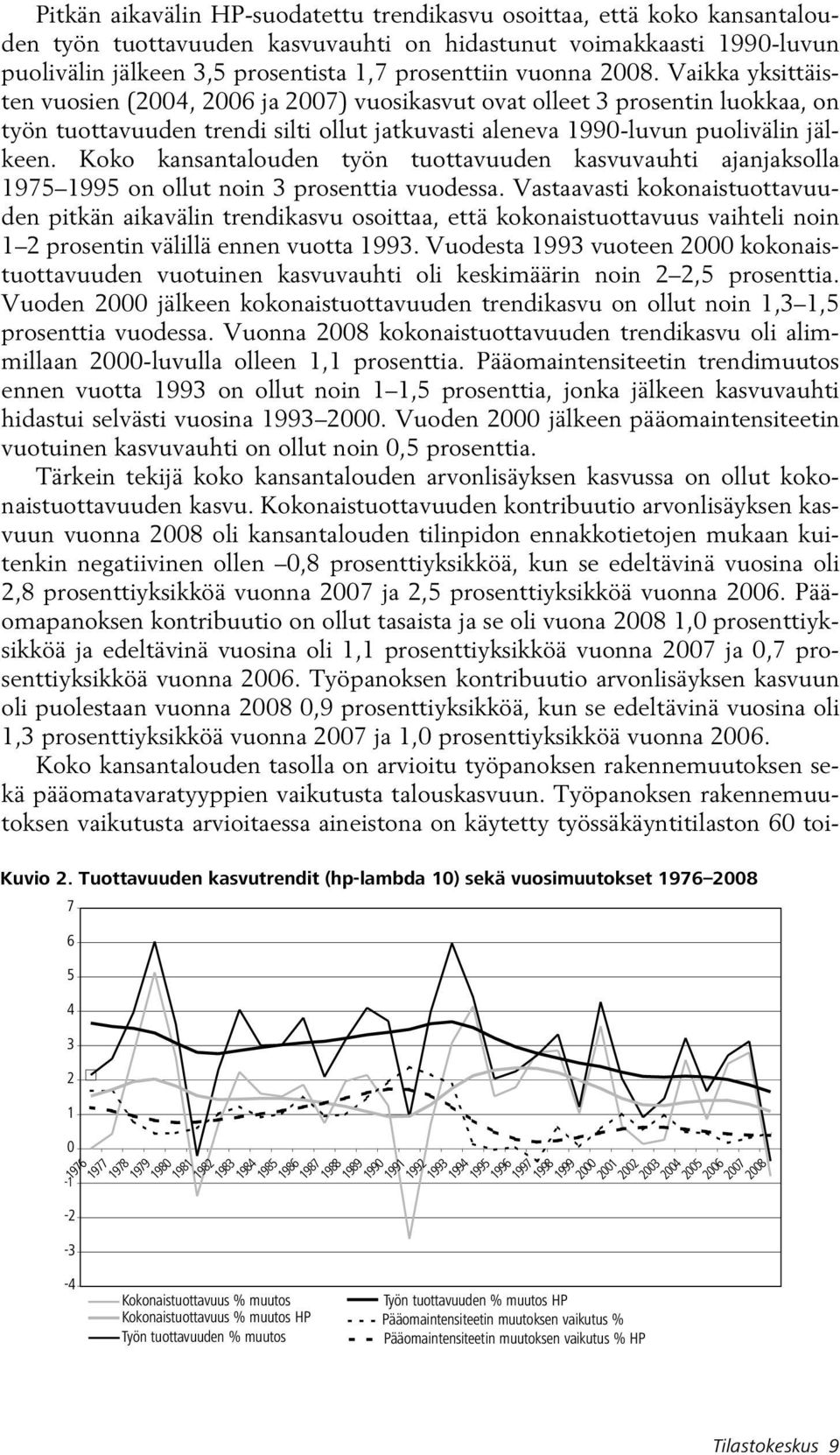 Koko kansantalouden työn tuottavuuden kasvuvauhti ajanjaksolla 1975 1995 on ollut noin 3 prosenttia vuodessa.