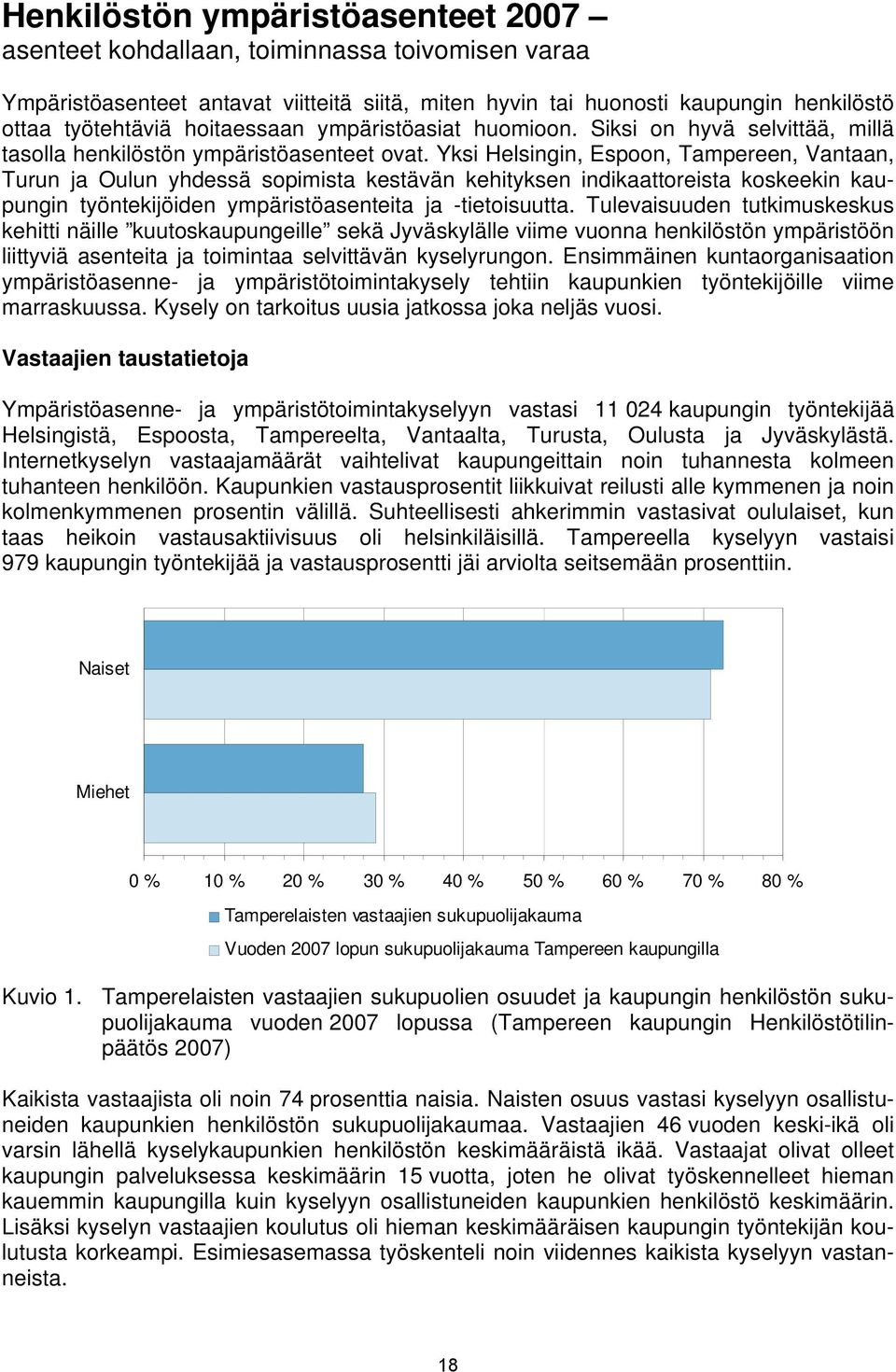 Yksi Helsingin, Espoon, Tampereen, Vantaan, Turun ja Oulun yhdessä sopimista kestävän kehityksen indikaattoreista koskeekin kaupungin työntekijöiden ympäristöasenteita ja -tietoisuutta.