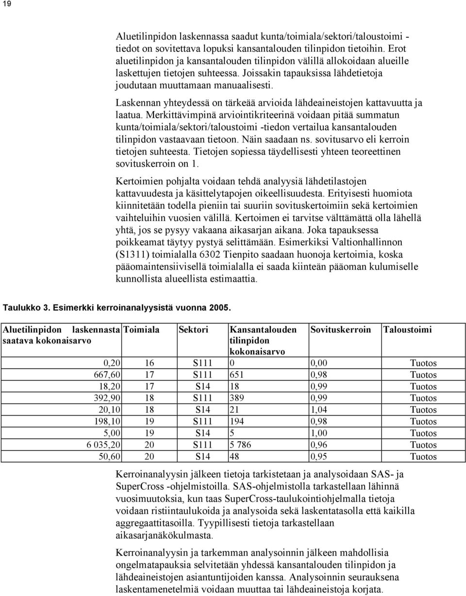 Laskennan yhteydessä on tärkeää arvioida lähdeaineistojen kattavuutta ja laatua.