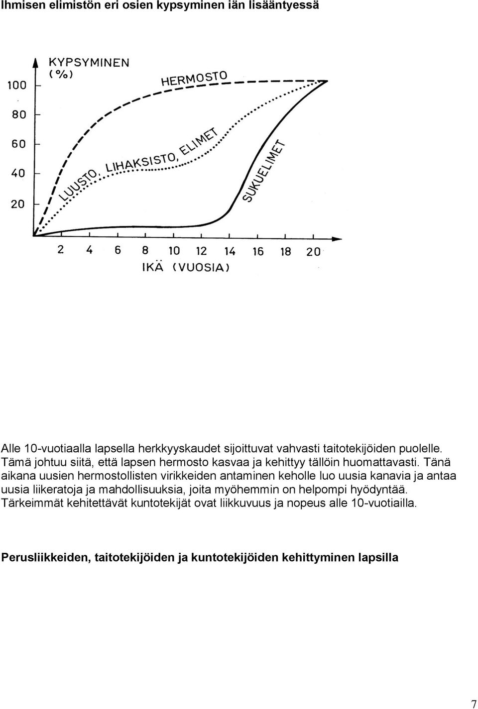 Tänä aikana uusien hermostollisten virikkeiden antaminen keholle luo uusia kanavia ja antaa uusia liikeratoja ja mahdollisuuksia, joita