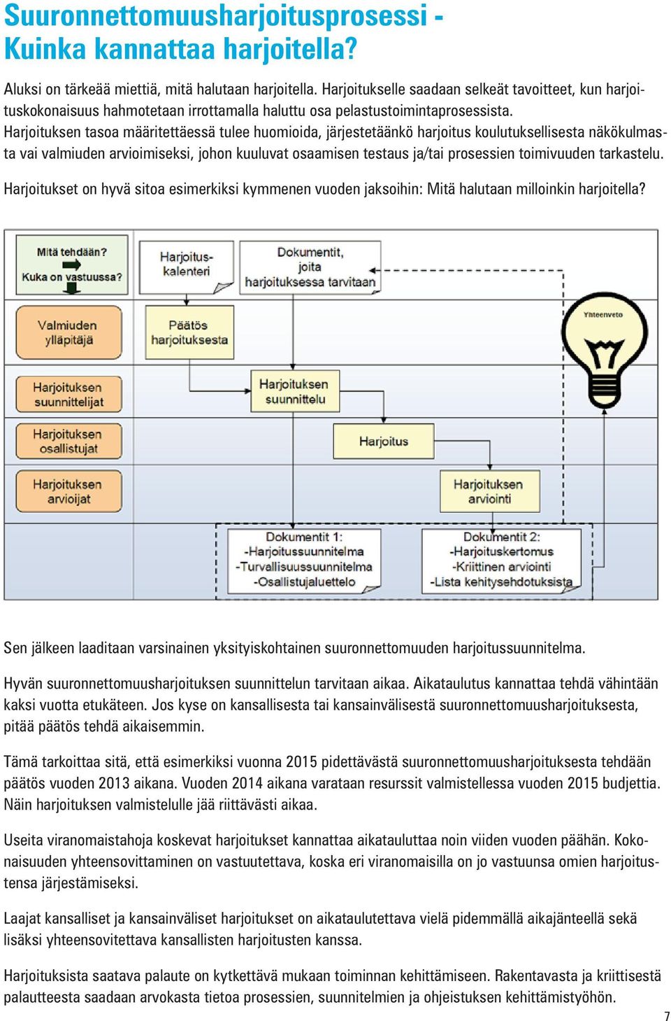 Harjoituksen tasoa määritettäessä tulee huomioida, järjestetäänkö harjoitus koulutuksellisesta näkökulmasta vai valmiuden arvioimiseksi, johon kuuluvat osaamisen testaus ja/tai prosessien toimivuuden