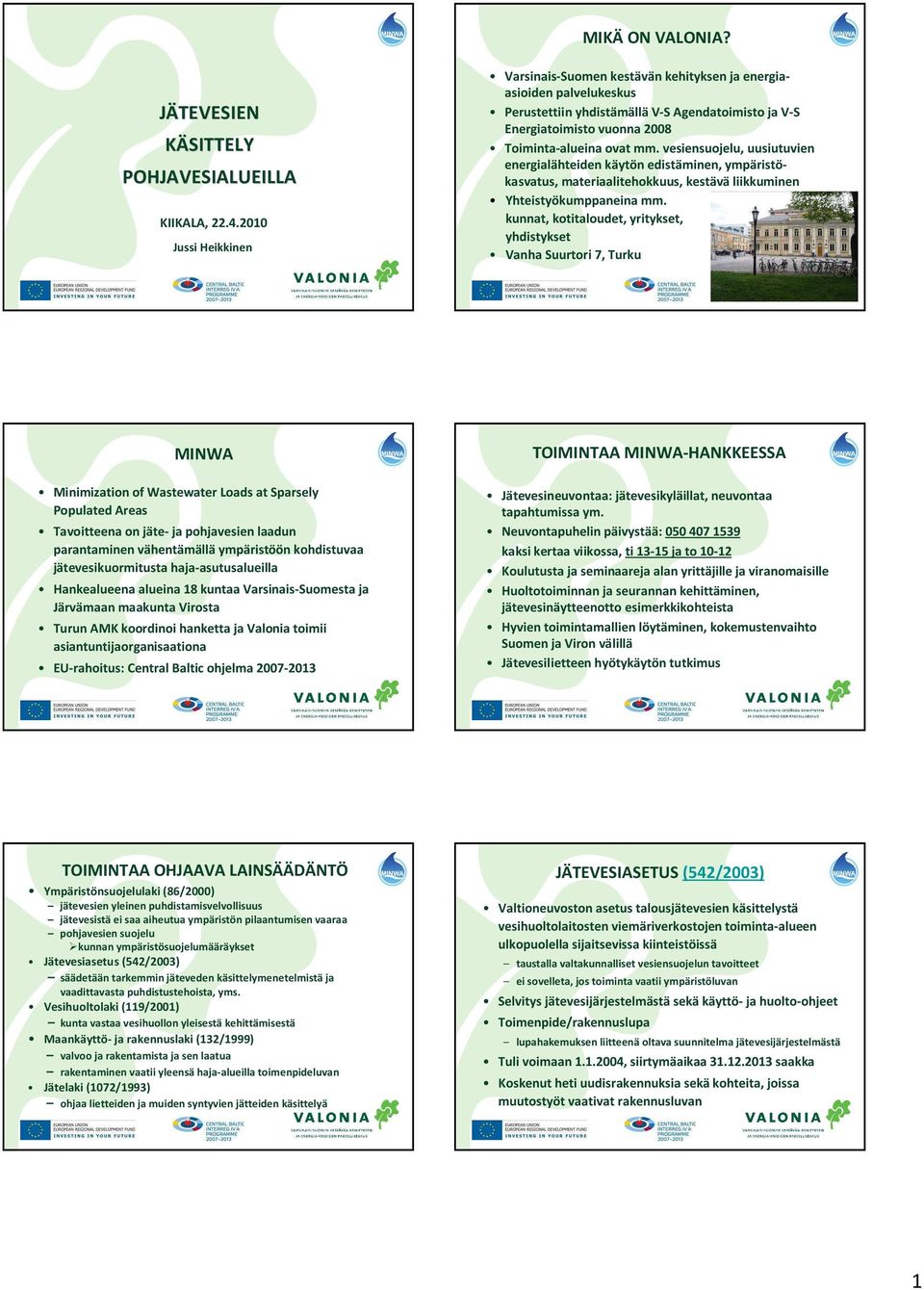 vesiensuojelu, uusiutuvien energialähteiden käytön edistäminen, ympäristökasvatus, materiaalitehokkuus, kestävä liikkuminen Yhteistyökumppaneina mm.