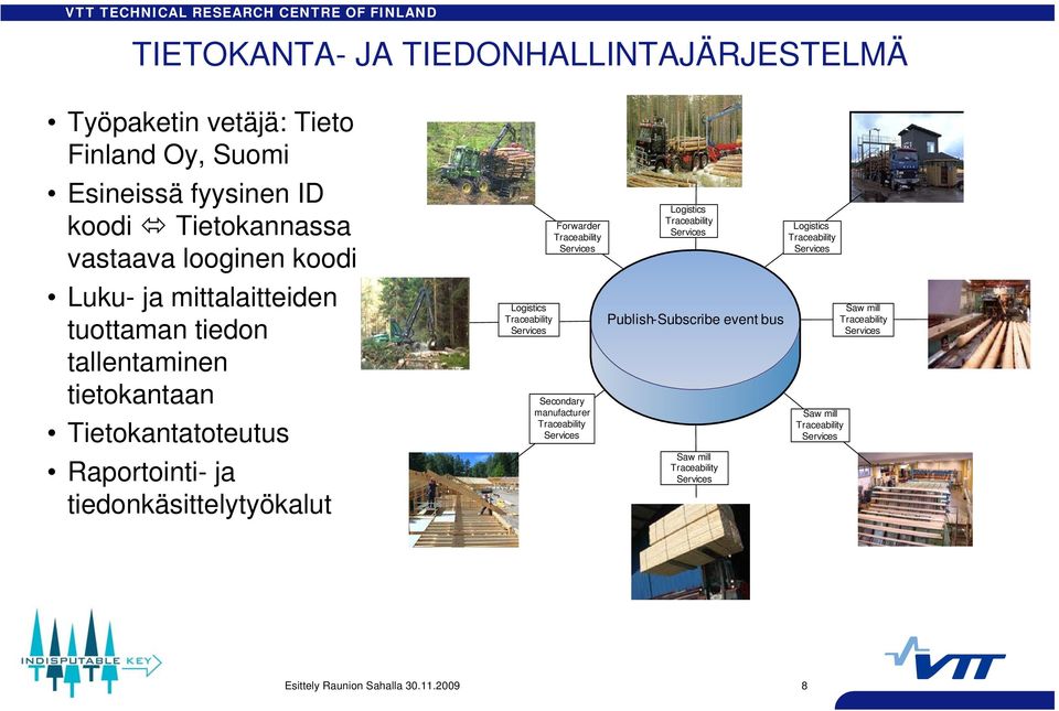 tallentaminen tietokantaan Tietokantatoteutus Raportointi- ja tiedonkäsittelytyökalut Logistics