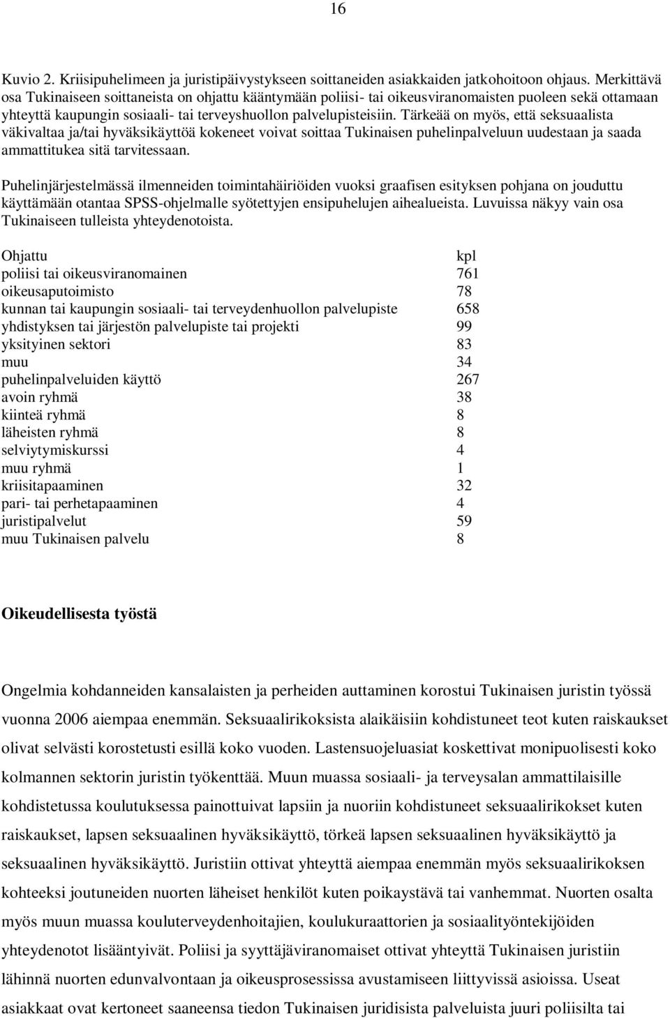 Tärkeää on myös, että seksuaalista väkivaltaa ja/tai hyväksikäyttöä kokeneet voivat soittaa Tukinaisen puhelinpalveluun uudestaan ja saada ammattitukea sitä tarvitessaan.