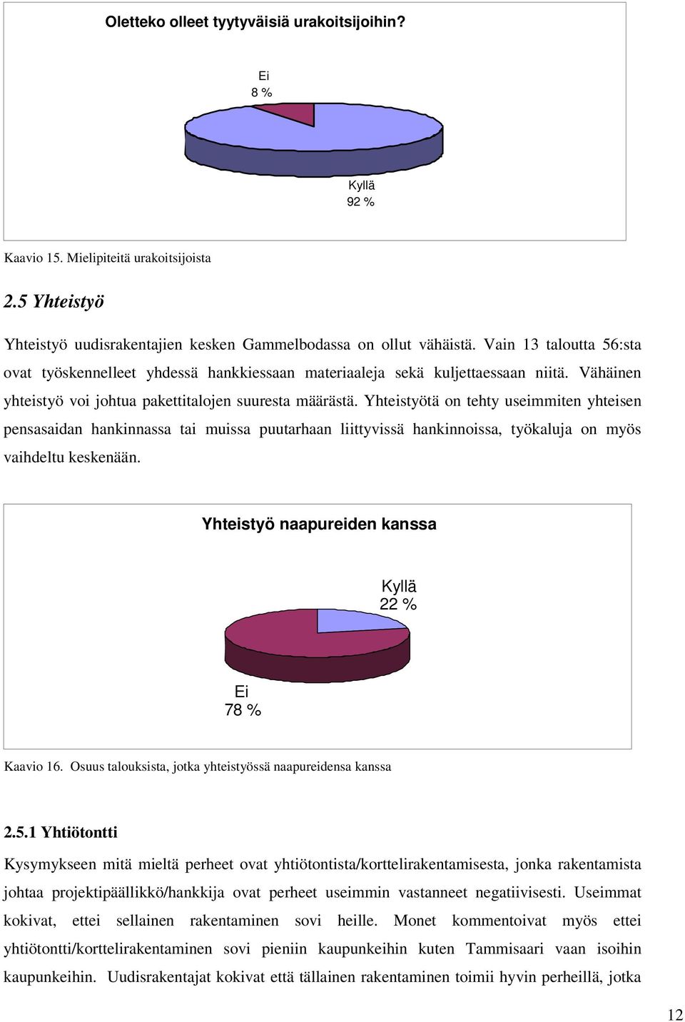 Yhteistyötä on tehty useimmiten yhteisen pensasaidan hankinnassa tai muissa puutarhaan liittyvissä hankinnoissa, työkaluja on myös vaihdeltu keskenään.