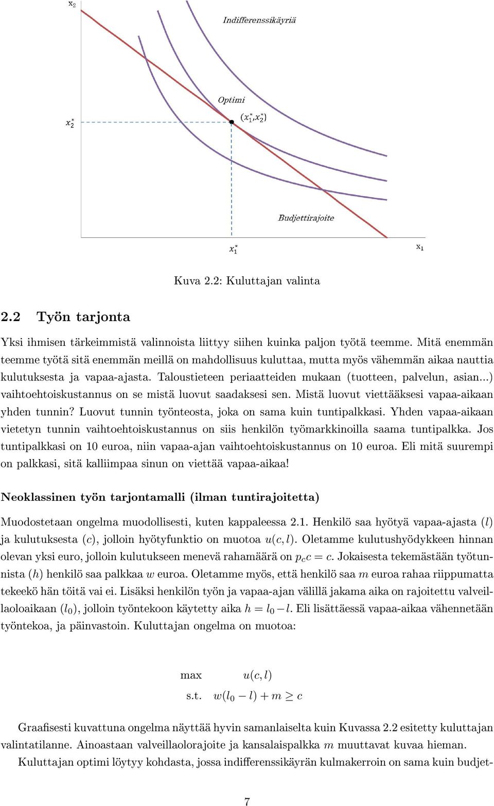 ..) vaihtoehtoiskustannus on se mistä luovut saadaksesi sen. Mistä luovut viettääksesi vapaa-aikaan yhden tunnin? Luovut tunnin työnteosta, joka on sama kuin tuntipalkkasi.