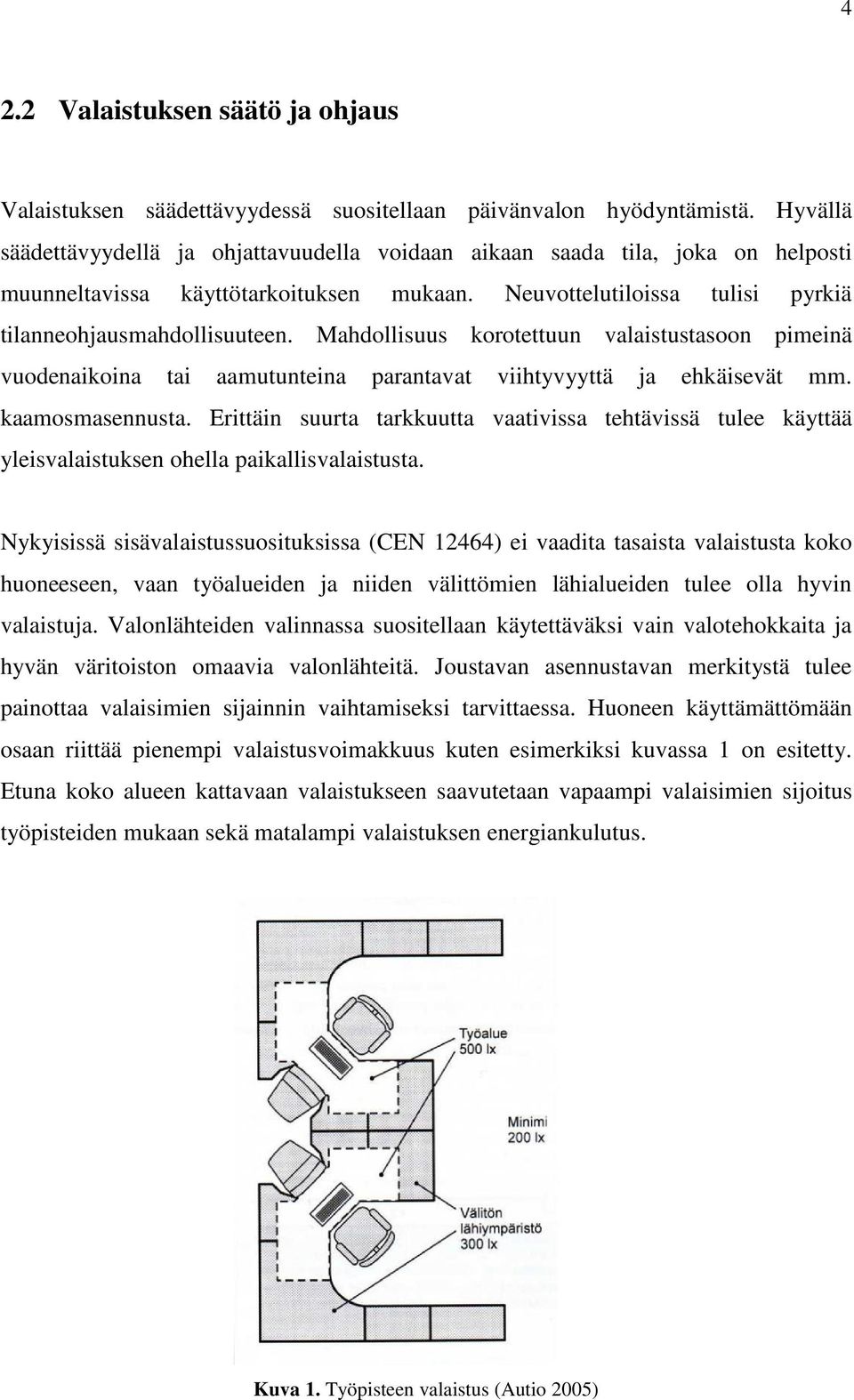 Mahdollisuus korotettuun valaistustasoon pimeinä vuodenaikoina tai aamutunteina parantavat viihtyvyyttä ja ehkäisevät mm. kaamosmasennusta.