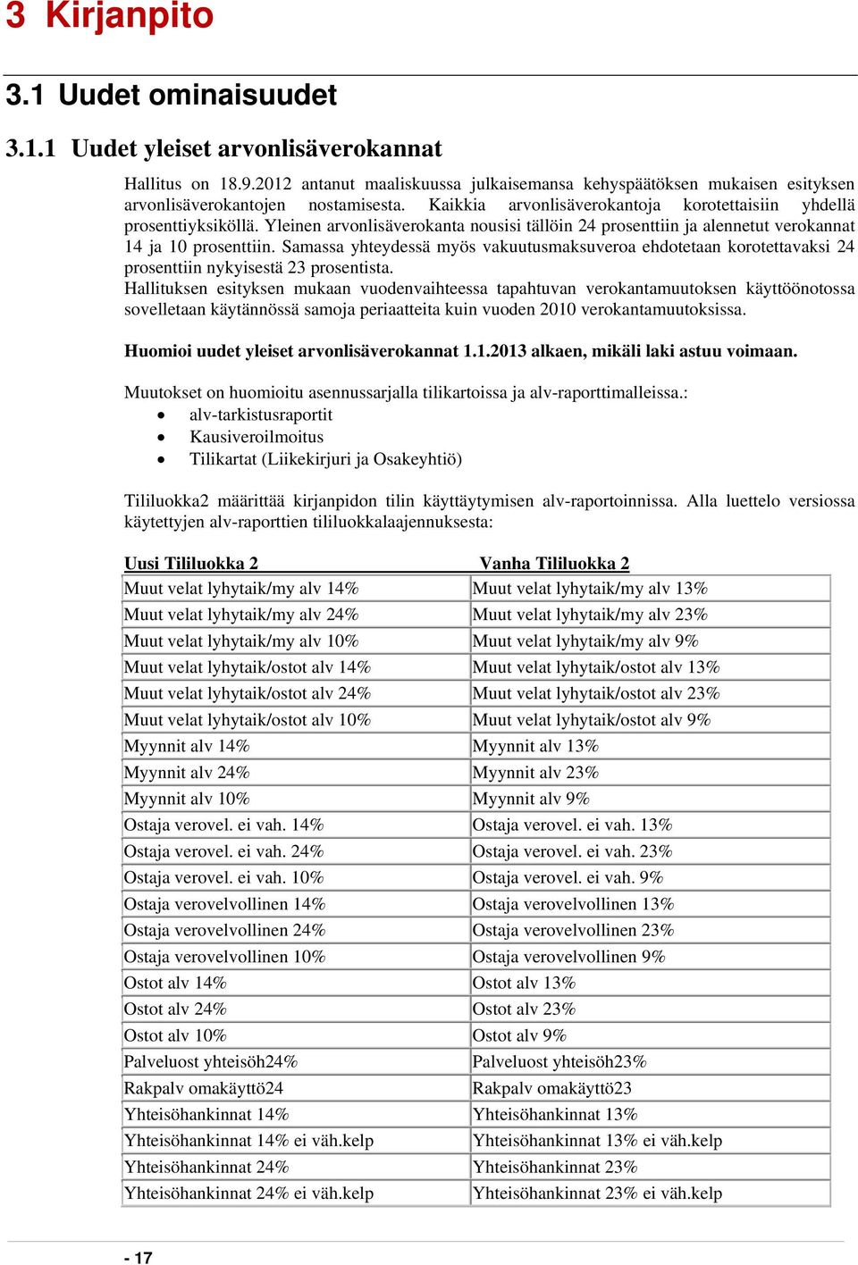 Yleinen arvonlisäverokanta nousisi tällöin 24 prosenttiin ja alennetut verokannat 14 ja 10 prosenttiin.