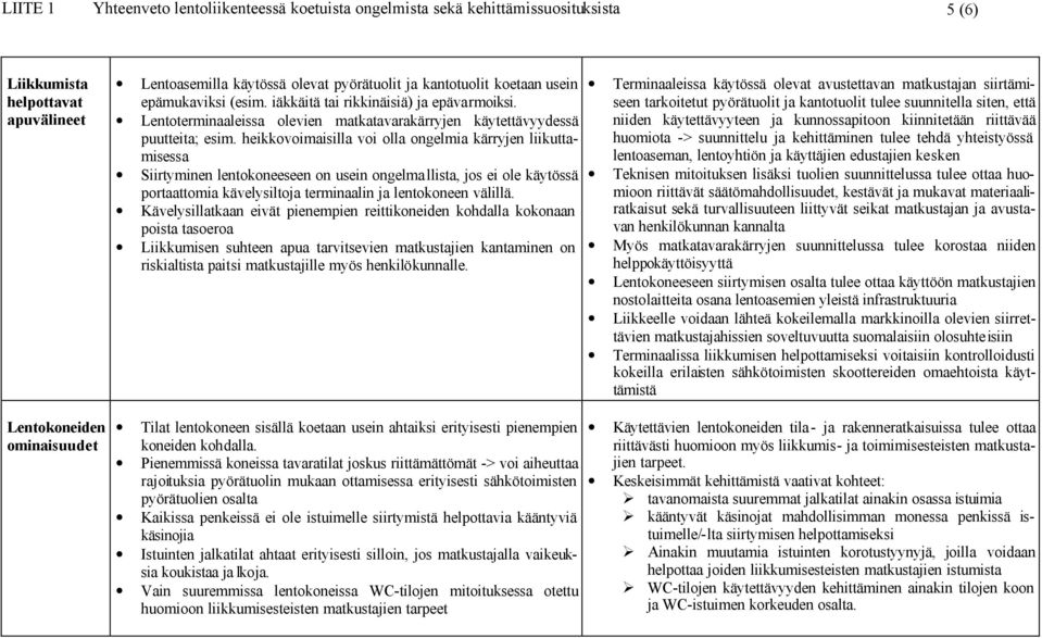 heikkovoimaisilla voi olla ongelmia kärryjen liikuttamisessa Siirtyminen lentokoneeseen on usein ongelma llista, jos ei ole käytössä portaattomia kävelysiltoja terminaalin ja lentokoneen välillä.