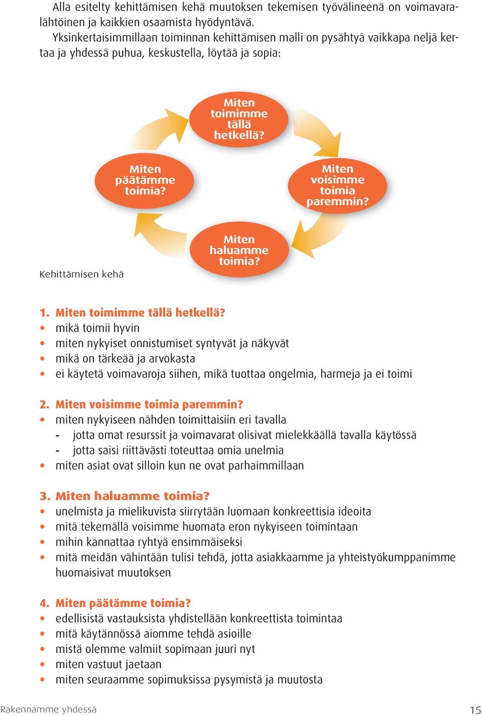 Miten voisimme toimia paremmin? Kehittämisen kehä Miten haluamme toimia? 1. Miten toimimme tällä hetkellä?