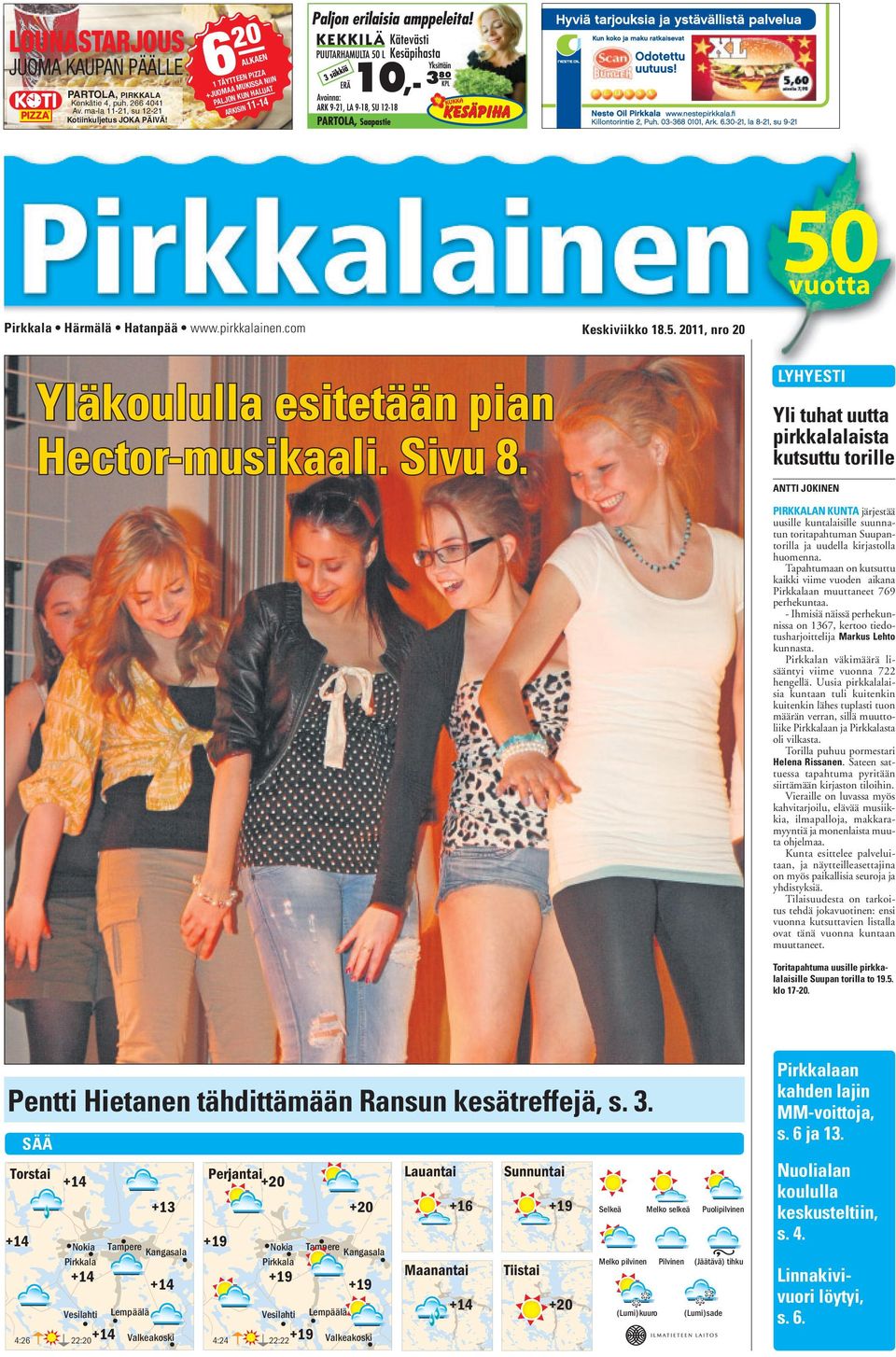 2011, nro 20 Yläkoululla esitetään pian Hector-musikaali. Sivu 8.