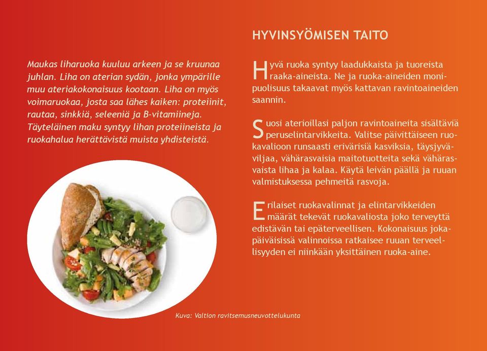 Hyvä ruoka syntyy laadukkaista ja tuoreista raaka-aineista. Ne ja ruoka-aineiden monipuolisuus takaavat myös kattavan ravintoaineiden saannin.