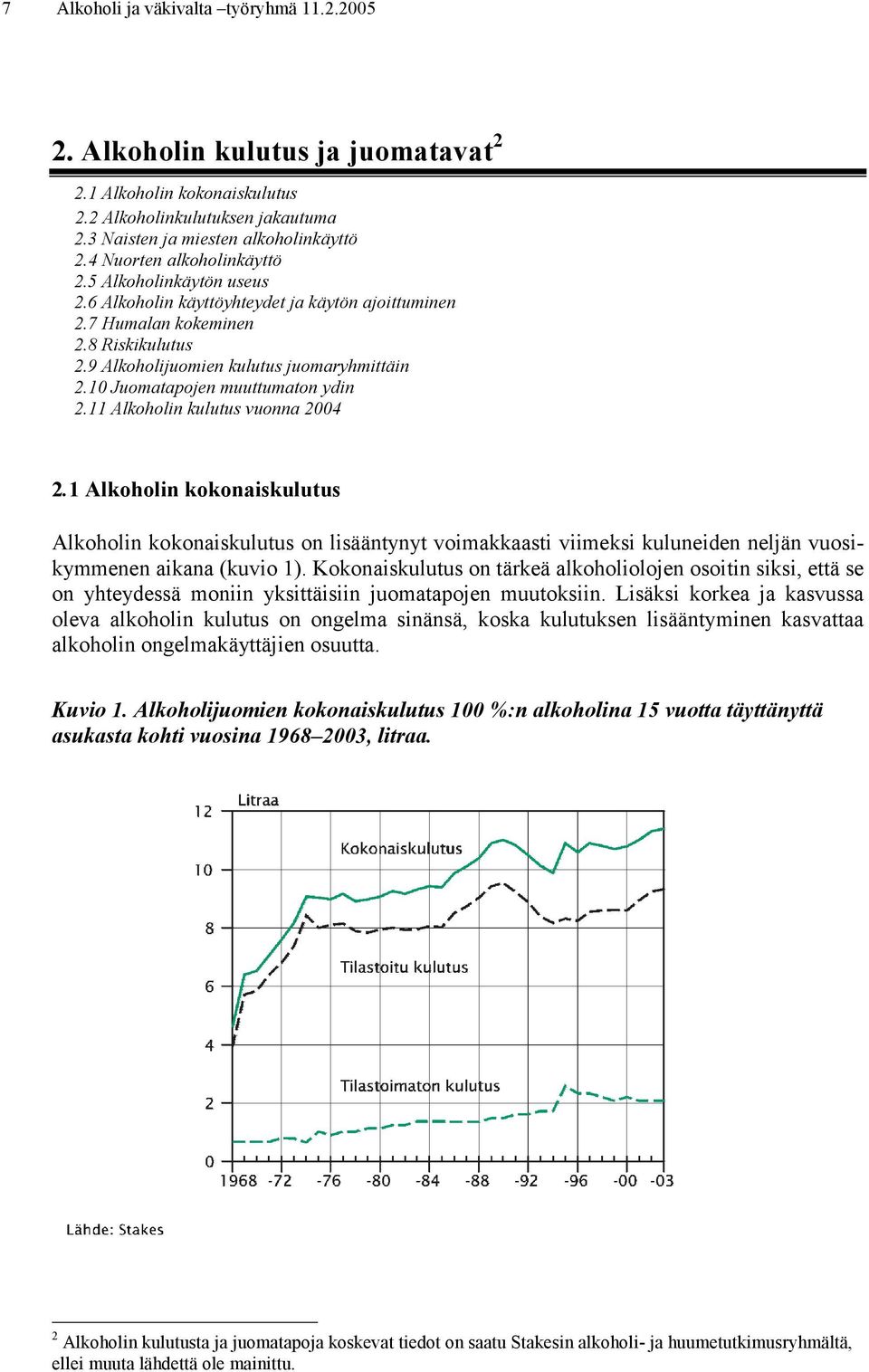 10 Juomatapojen muuttumaton ydin 2.11 Alkoholin kulutus vuonna 2004 2.