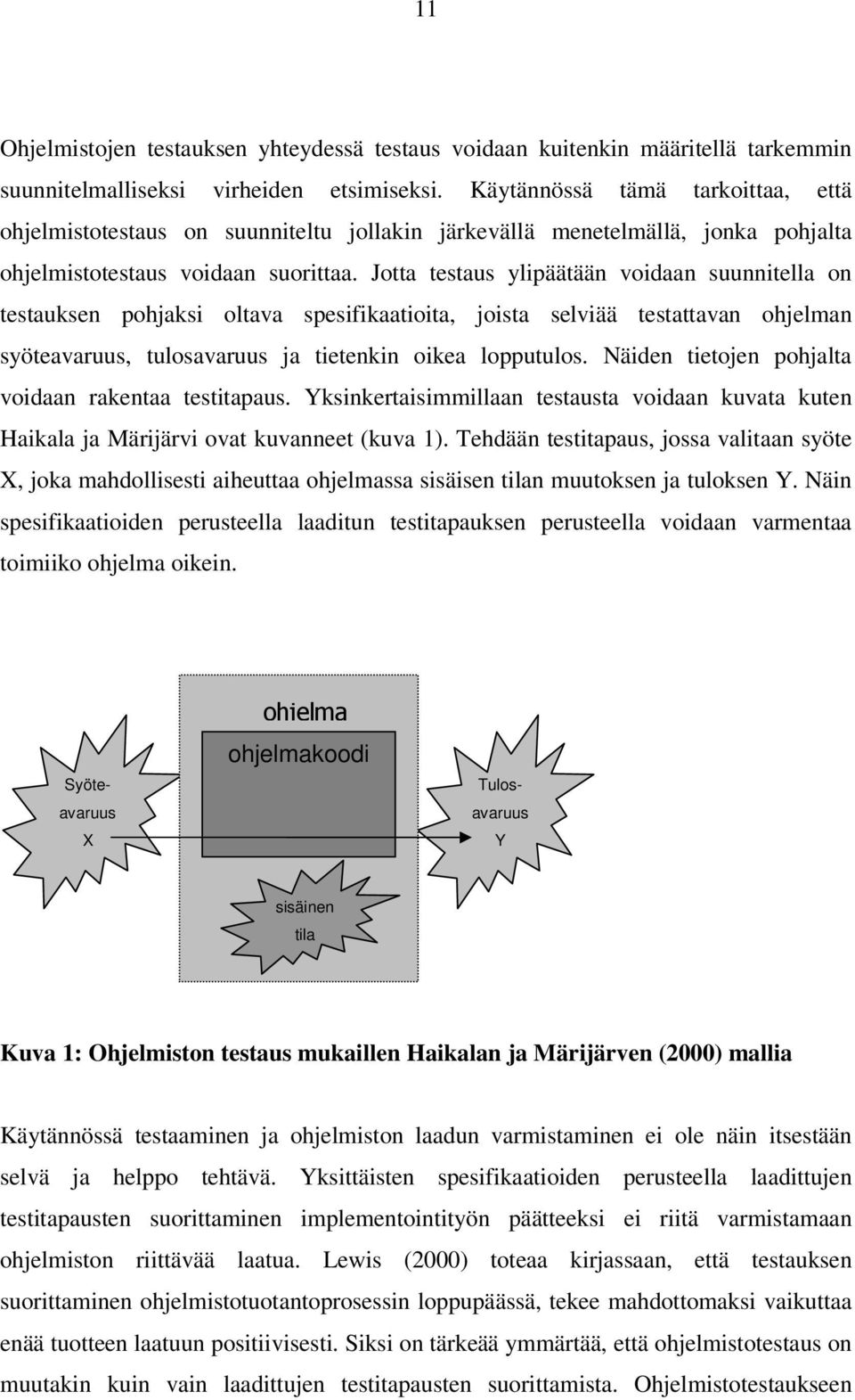 Jotta testaus ylipäätään voidaan suunnitella on testauksen pohjaksi oltava spesifikaatioita, joista selviää testattavan ohjelman syöteavaruus, tulosavaruus ja tietenkin oikea lopputulos.