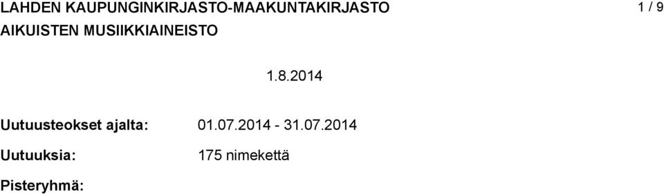 AIKUISTEN MUSIIKKIAINEISTO / 9.8.
