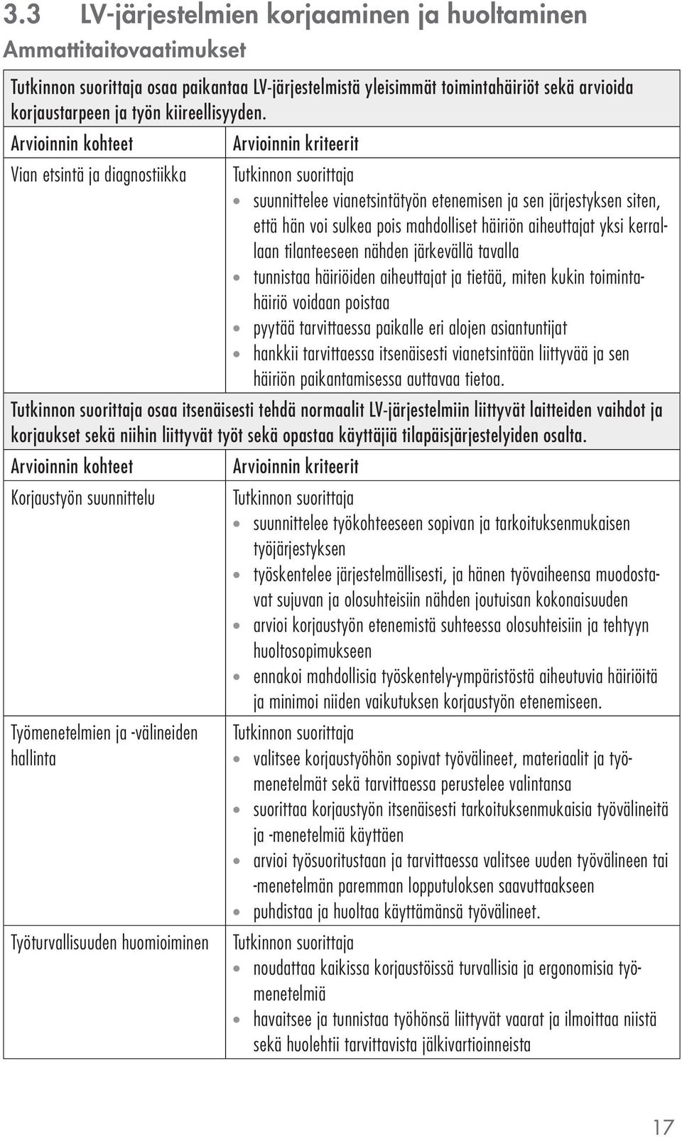 kerrallaan tilanteeseen nähden järkevällä tavalla tunnistaa häiriöiden aiheuttajat ja tietää, miten kukin toimintahäiriö voidaan poistaa pyytää tarvittaessa paikalle eri alojen asiantuntijat hankkii