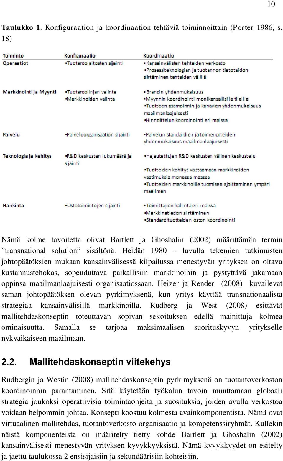 Heidän 1980 luvulla tekemien tutkimusten johtopäätöksien mukaan kansainvälisessä kilpailussa menestyvän yrityksen on oltava kustannustehokas, sopeuduttava paikallisiin markkinoihin ja pystyttävä