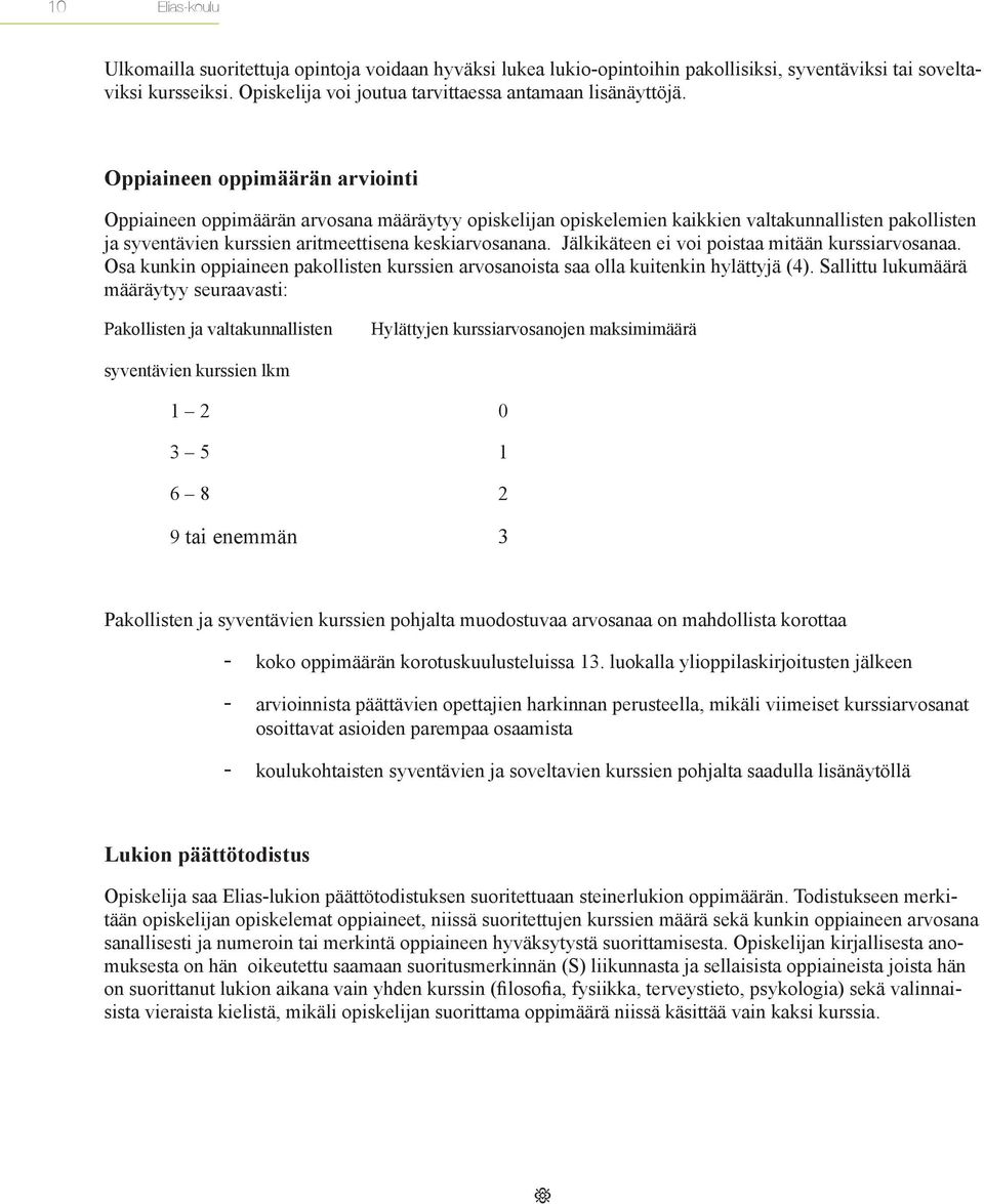 Jälkikäteen ei voi poistaa mitään kurssiarvosanaa. Osa kunkin oppiaineen pakollisten kurssien arvosanoista saa olla kuitenkin hylättyjä (4).