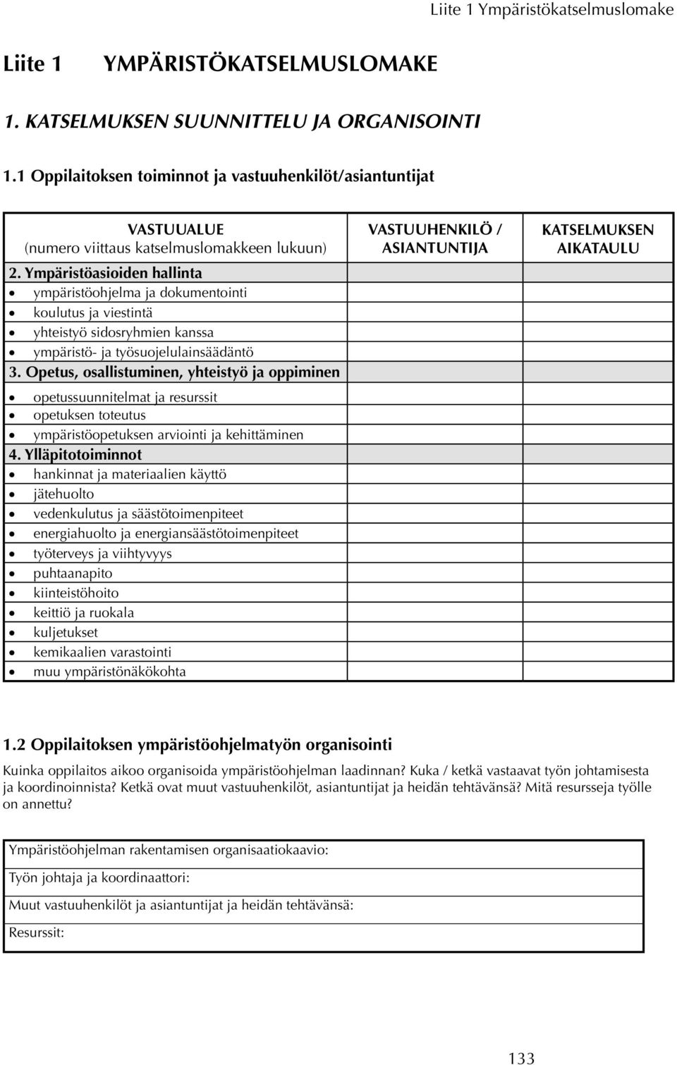 Ympäristöasioiden hallinta ympäristöohjelma ja dokumentointi koulutus ja viestintä yhteistyö sidosryhmien kanssa ympäristö- ja työsuojelulainsäädäntö 3.