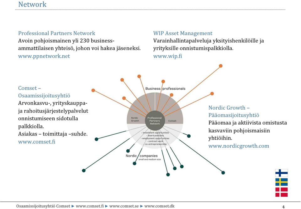 3i Comset Osaamissijoitusyhtiö Arvonkasvu-, yrityskauppa- ja rahoitusjärjestelypalvelut onnistumiseen sidotulla palkkiolla.