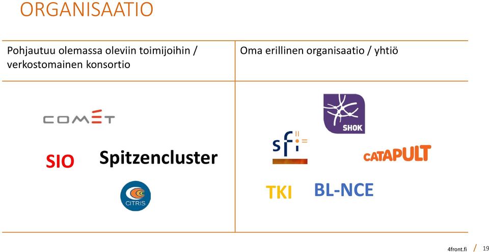 Oma erillinen organisaatio / yhtiö SIO