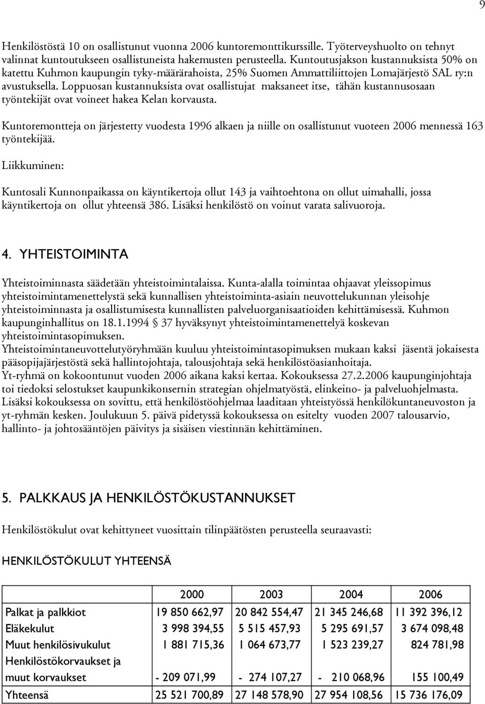 Loppuosan kustannuksista ovat osallistujat maksaneet itse, tähän kustannusosaan työntekijät ovat voineet hakea Kelan korvausta.