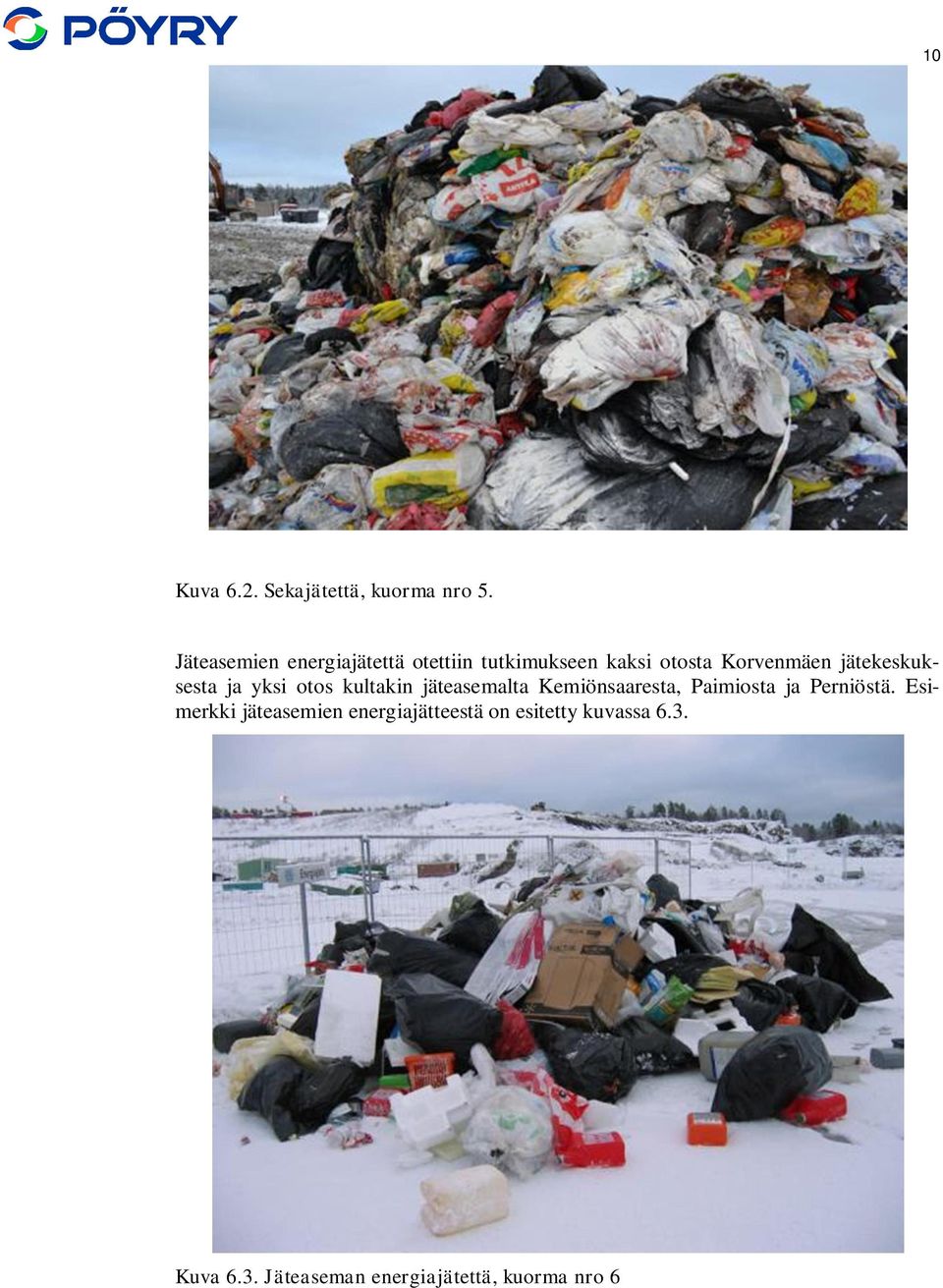 jätekeskuksesta ja yksi otos kultakin jäteasemalta Kemiönsaaresta, Paimiosta ja