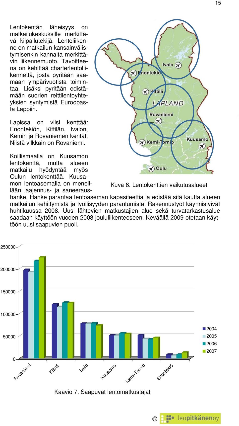 Lapissa on viisi kenttää: Enontekiön, Kittilän, Ivalon, Kemin ja Rovaniemen kentät. Niistä vilkkain on Rovaniemi.