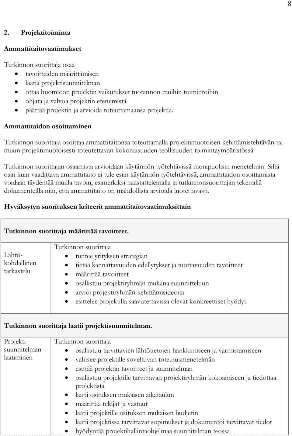 Ammattitaidon osoittaminen osoittaa ammattitaitonsa toteuttamalla projektimuotoisen kehittämistehtävän tai muun projektimuotoisesti toteutettavan kokonaisuuden teollisuuden toimintaympäristössä.