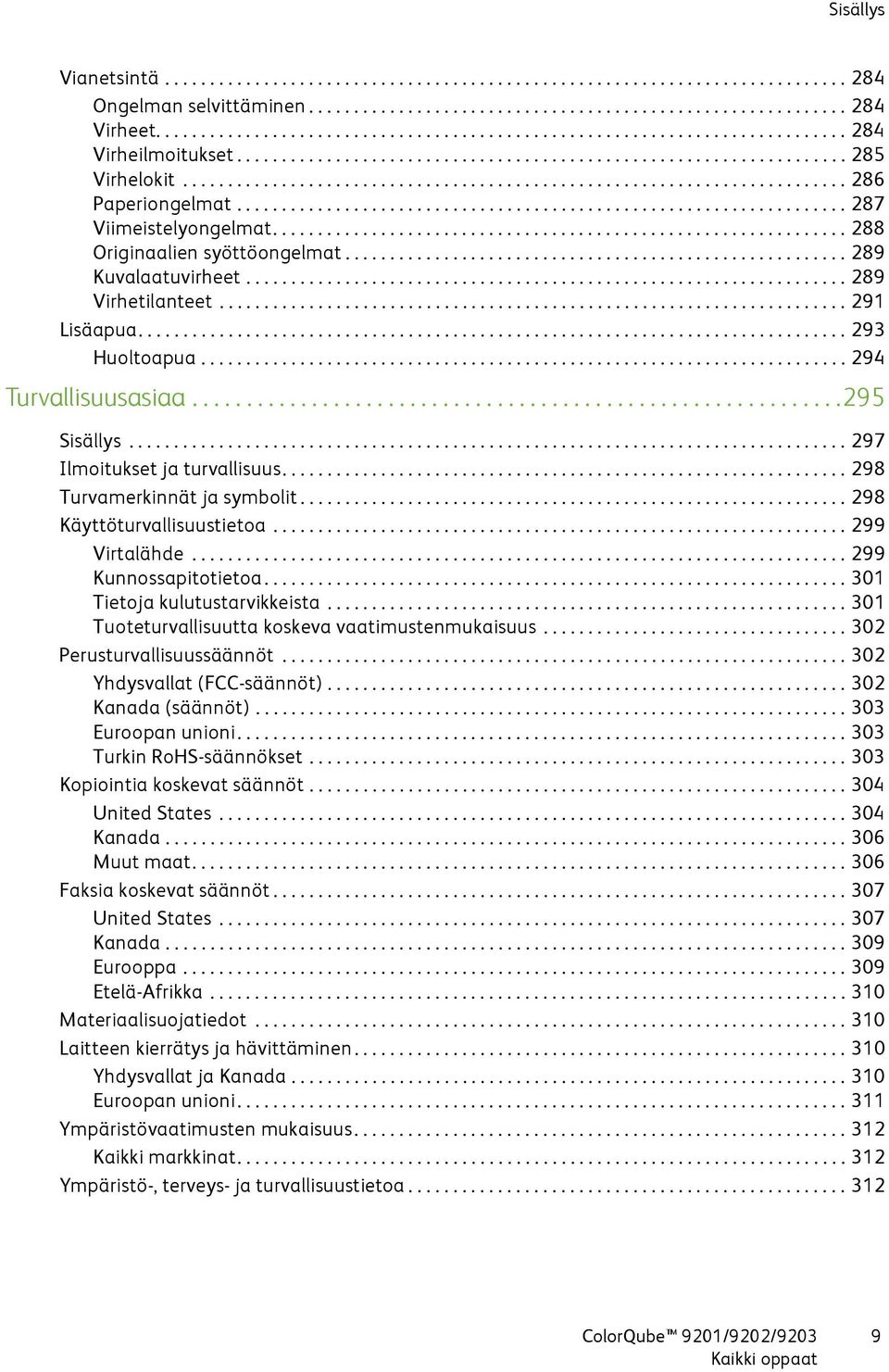 ......................................................................... 286 Paperiongelmat.................................................................... 287 Viimeistelyongelmat.