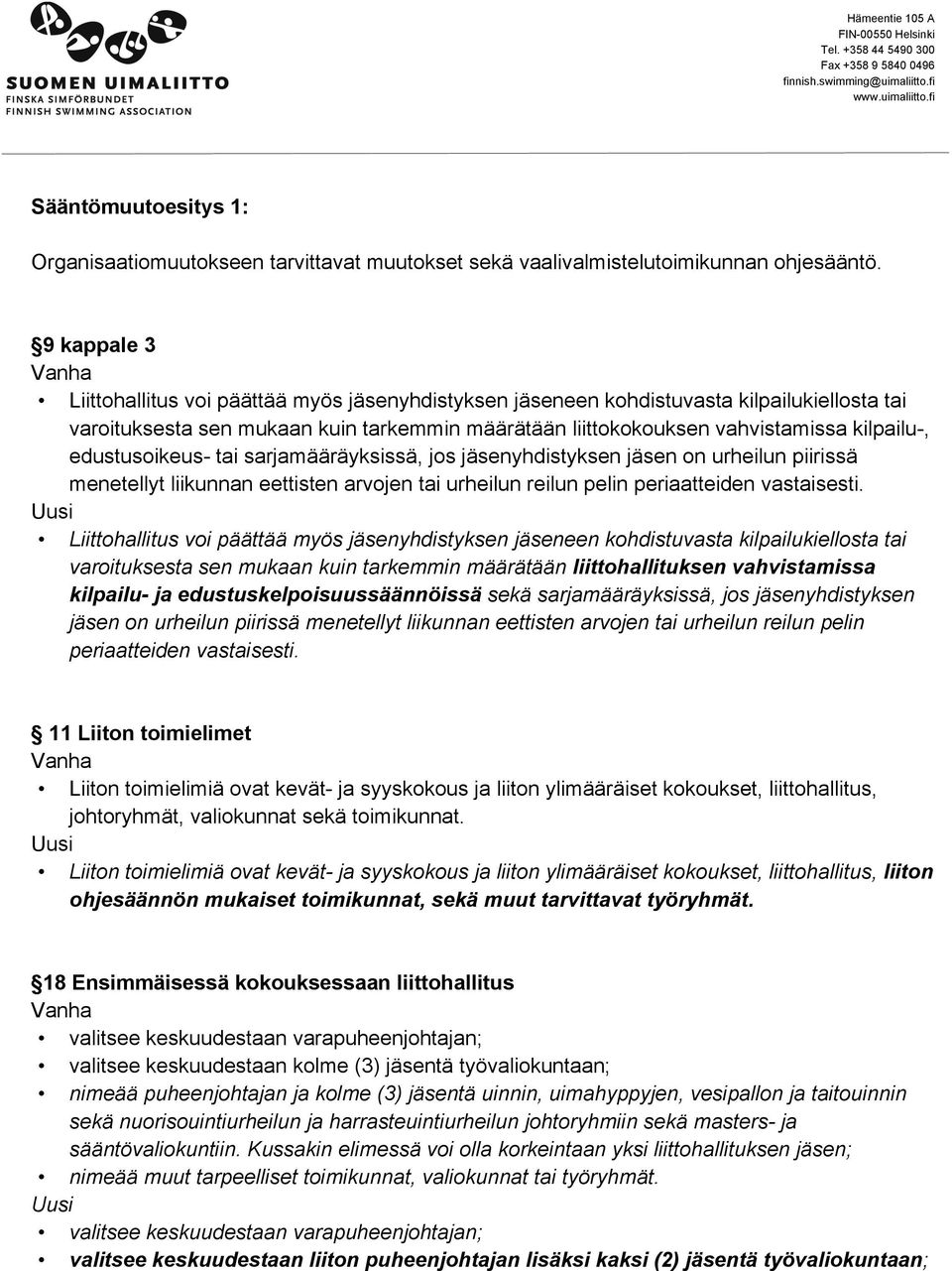 9 kappale 3 Vanha Liittohallitus voi päättää myös jäsenyhdistyksen jäseneen kohdistuvasta kilpailukiellosta tai varoituksesta sen mukaan kuin tarkemmin määrätään liittokokouksen vahvistamissa