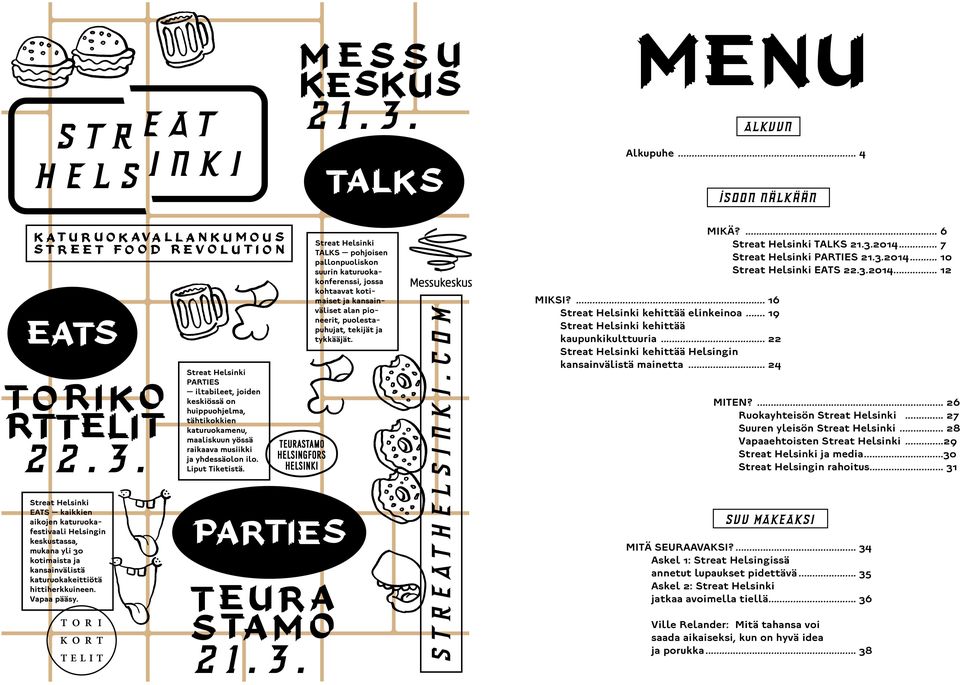 ... 26 Ruokayhteisön Streat Helsinki... 27 Suuren yleisön Streat Helsinki... 28 Vapaaehtoisten Streat Helsinki...29 Streat Helsinki ja media...30 Streat Helsingin rahoitus.