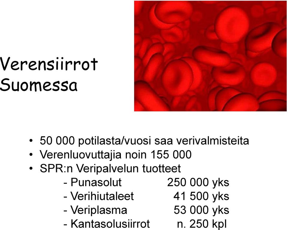 Veripalvelun tuotteet - Punasolut 250 000 yks -