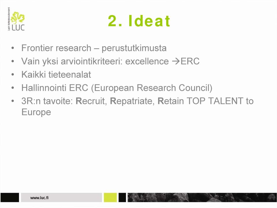 Hallinnointi ERC (European Research Council) 3R:n