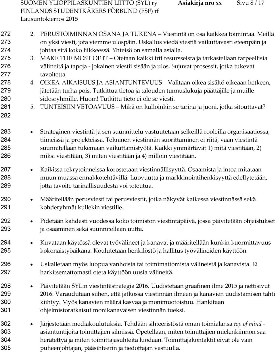 MAKE THE MOST OF IT Otetaan kaikki irti resursseista ja tarkastellaan tarpeellisia välineitä ja tapja - jkainen viestii sisään ja uls. Sujuvat prsessit, jtka tukevat tavitetta. 4.