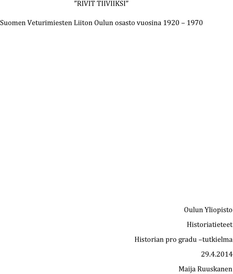 Oulun Yliopisto Historiatieteet