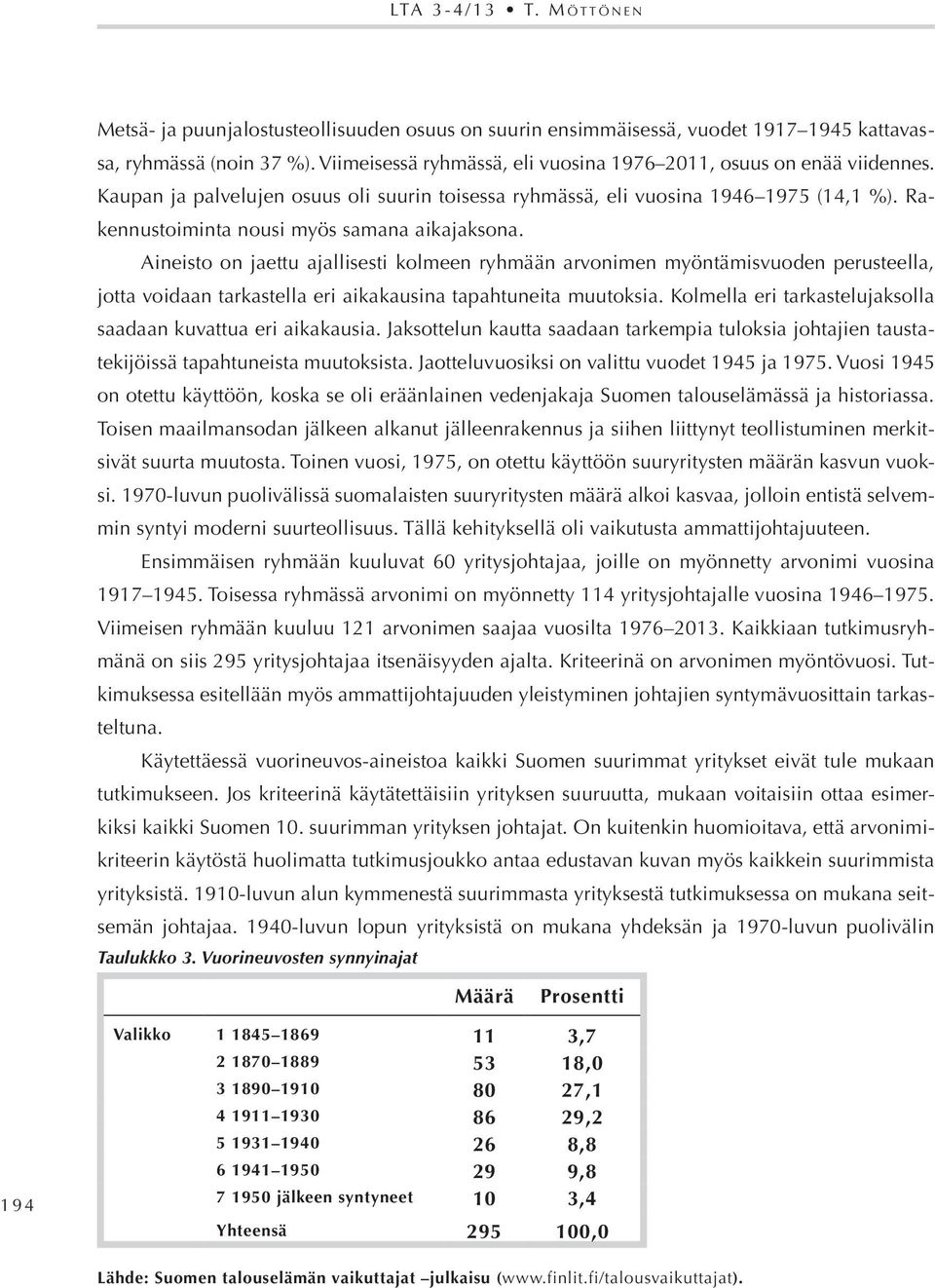 Rakennustoiminta nousi myös samana aikajaksona. Aineisto on jaettu ajallisesti kolmeen ryhmään arvonimen myöntämisvuoden perusteella, jotta voidaan tarkastella eri aikakausina tapahtuneita muutoksia.