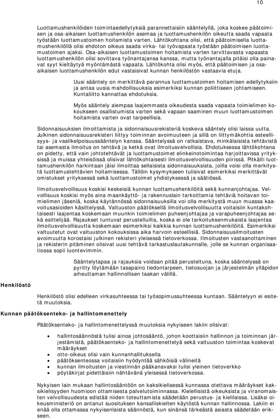 Osa-aikaisen luottamustoimen hoitamista varten tarvittavasta vapaasta luottamushenkilön olisi sovittava työnantajansa kanssa, mutta työnantajalla pitäisi olla painavat syyt kieltäytyä myöntämästä