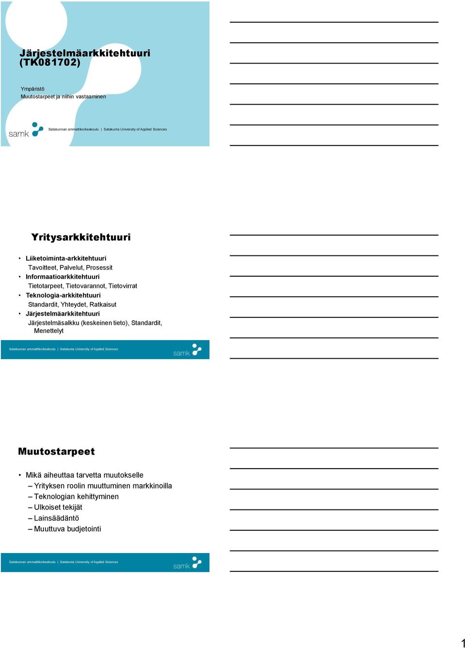 Yhteydet, Ratkaisut Järjestelmäarkkitehtuuri Järjestelmäsalkku (keskeinen tieto), Standardit, Menettelyt Muutostarpeet Mikä aiheuttaa