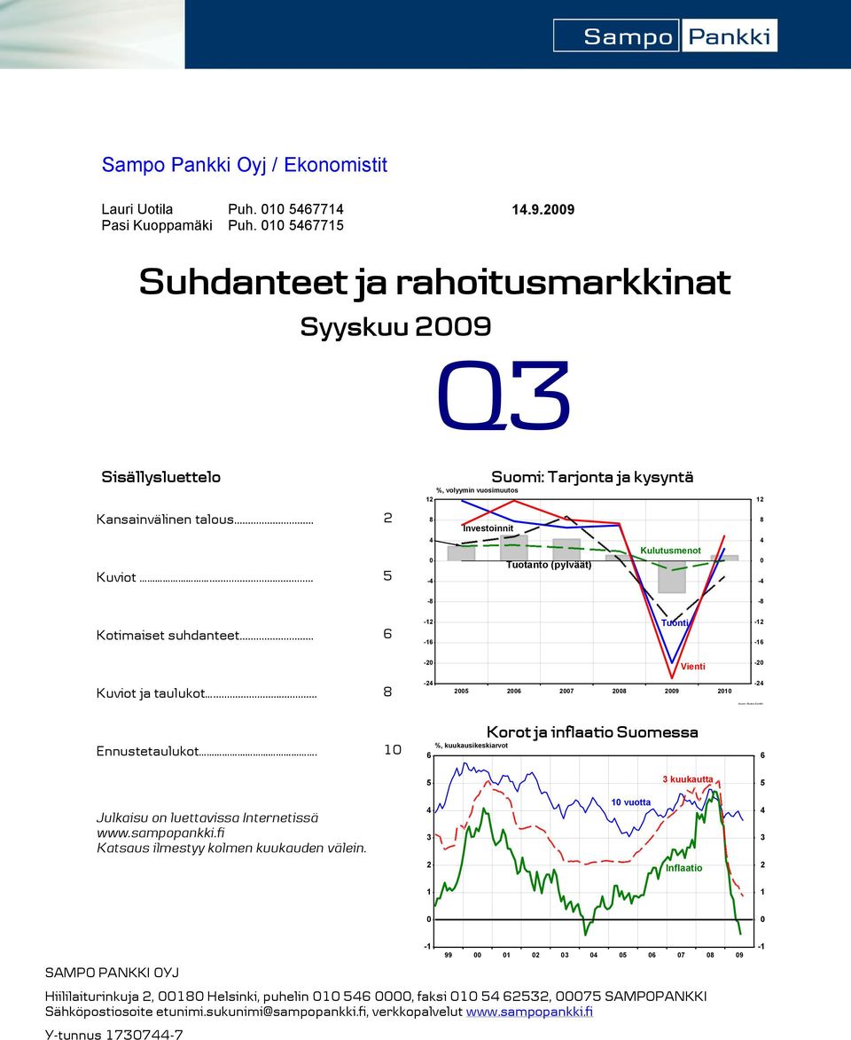 .. - Investoinnit Tuotanto (pylväät) Kulutusmenot - - - Kotimaiset suhdanteet... - - Tuonti - - - Vienti - Kuviot ja taulukot... - - Ennustetaulukot.