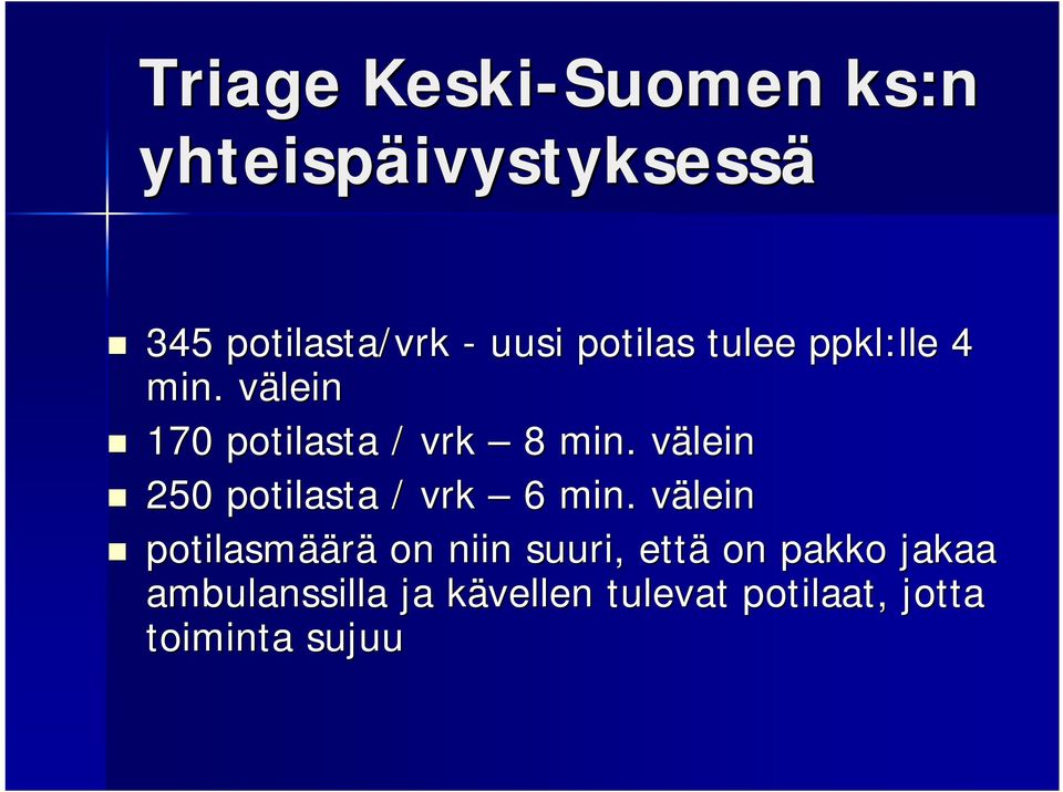 väleinv 250 potilasta / vrk 6 min.