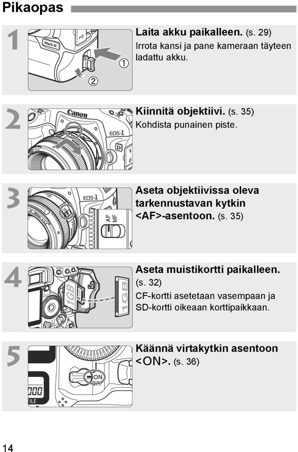 3 Aseta objektiivissa oleva tarkennustavan kytkin <AF>-asentoon. (s.