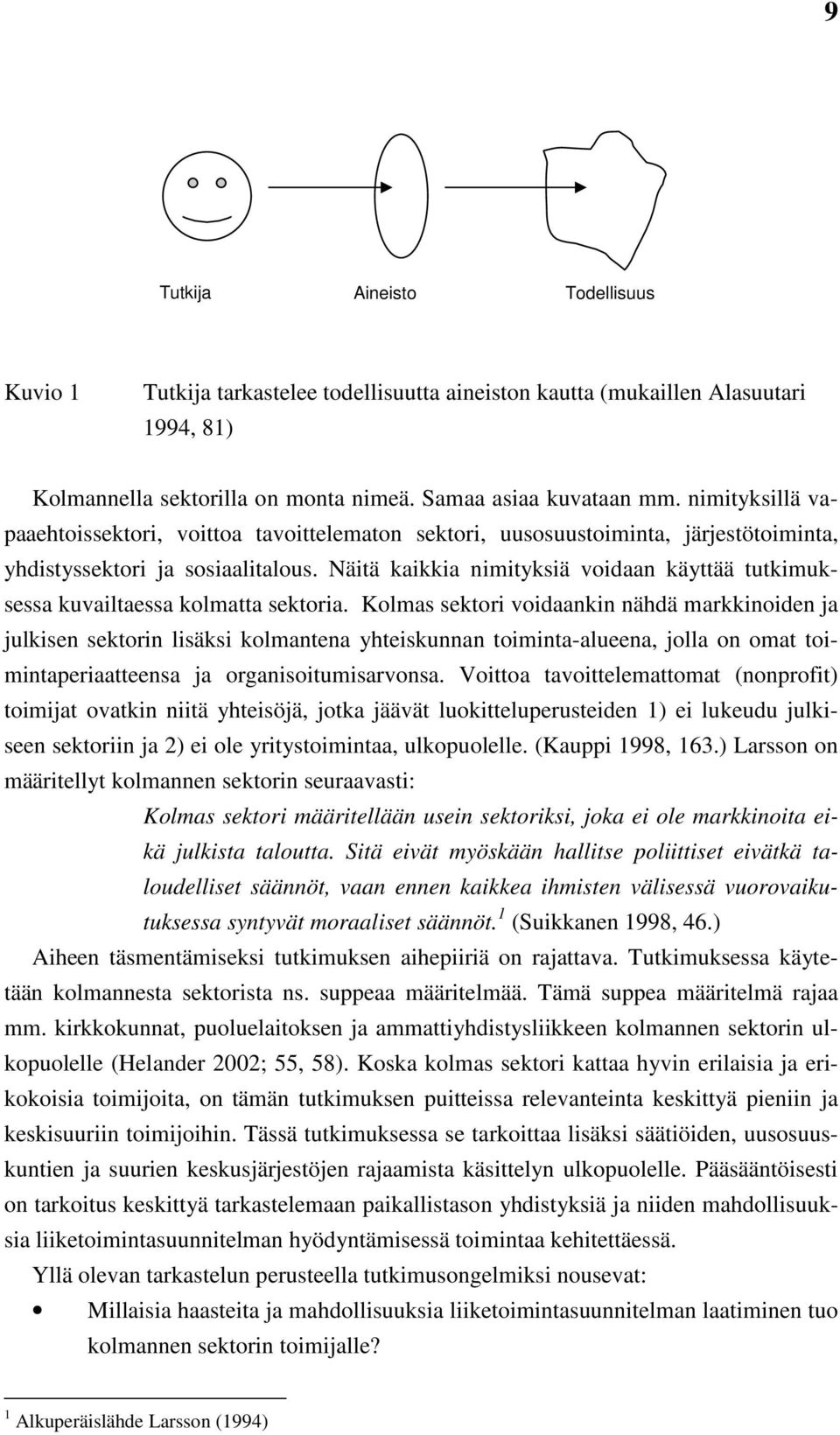 Näitä kaikkia nimityksiä voidaan käyttää tutkimuksessa kuvailtaessa kolmatta sektoria.